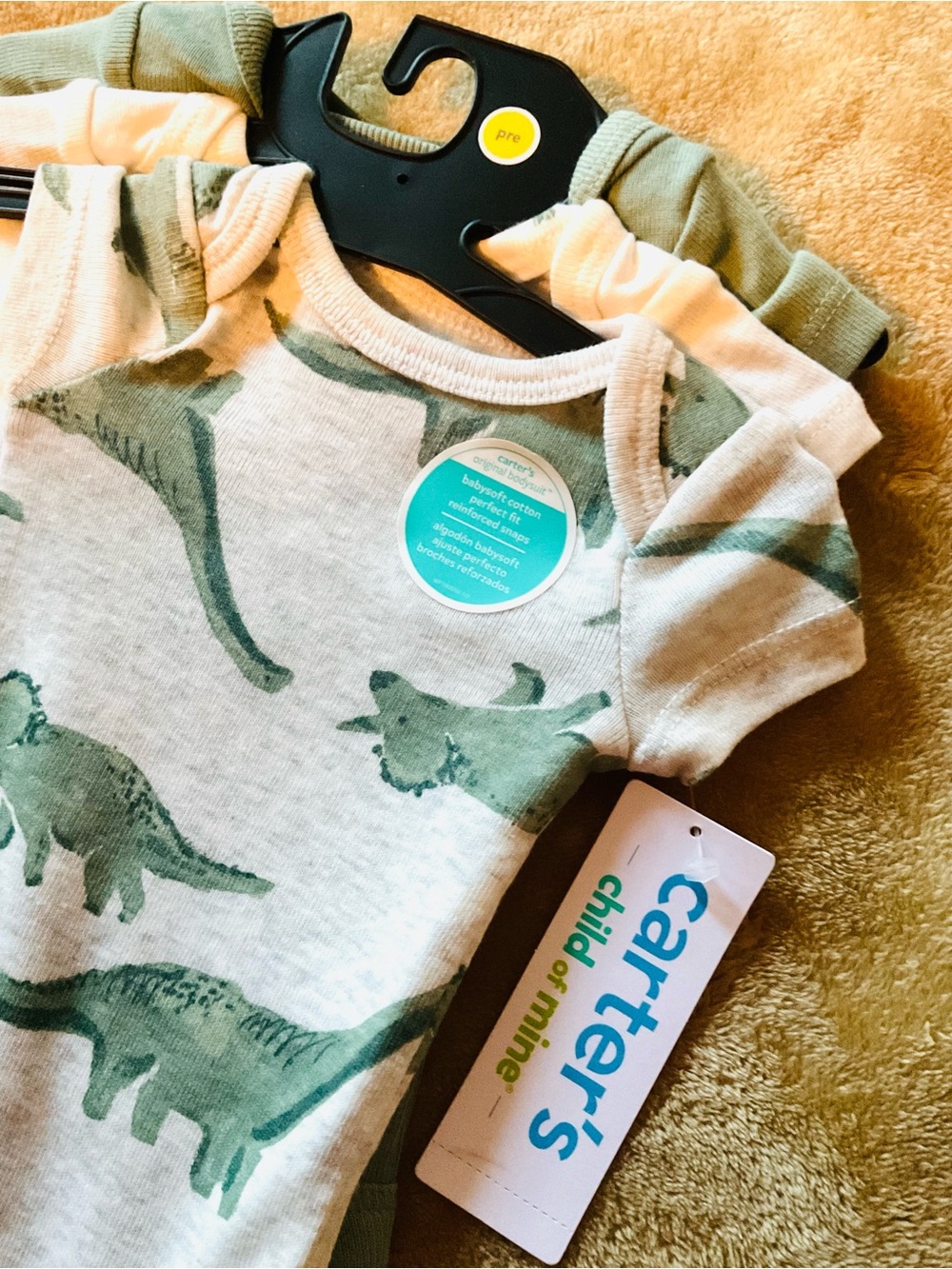 Carter's Child of Mines Preemie Onesies 3 pk. with Dinosaur Theme